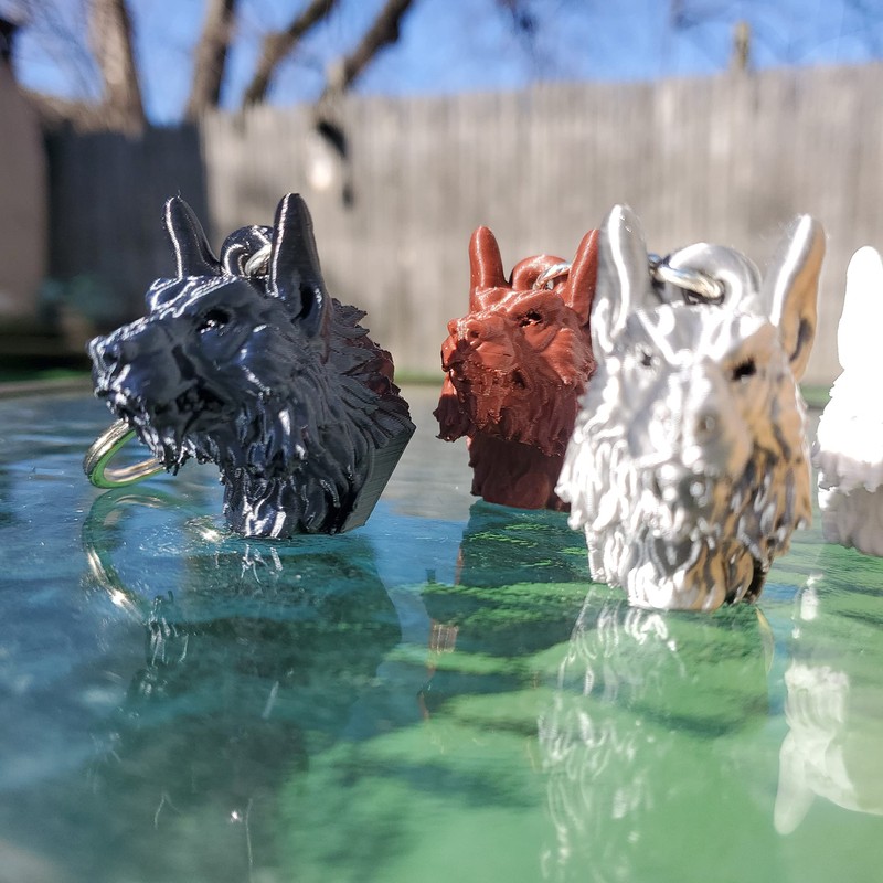 Werewolf Keychain Model White 3d Printed Wolf 3D Head With