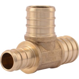 SharkBite 3/4 Inch x 1/2 Inch x 3/4 Inch Crimp Reducing Tee, Brass Plumbing Fitting, PEX Pipe, PE-RT, UC444LFA
