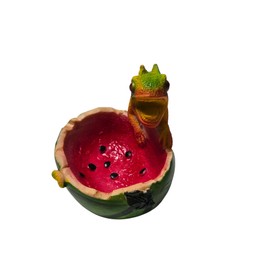 Resin Gecko Ashtray with Watermelon Design, 4.5x4.5x4 inches (Multicolor)
