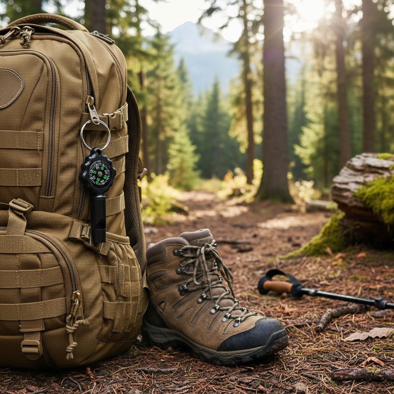 Dranvosk 2-in-1 Whistle Compass Keychain for Hiking,Camping & Outdoor Survival