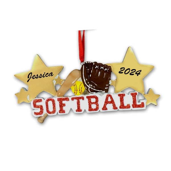 Softball Christmas Ornament, Sports Player Ball and Glove Keepsake Gift,