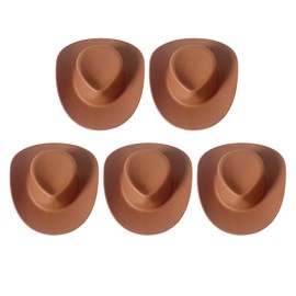 JAGTRADE Plastic Mini Cowboy & Cowgirl Hats (Pack of 10) - Western Dolls Hat - Cute Party Props - Brown
