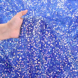 Sequin Fabric Royal Blue Glitter Fabric 5mm Glitter Fabric 1 Yard Sparkly Fabric by The Yard Mesh Fabric Reversible Sequin Fabric for Dress Wedding Table Decoration DIY Crafts