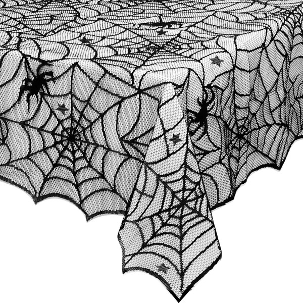eZAKKA Halloween Table Cloth, 54" x 72" Spider Webs Tablecloths