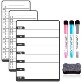 Weekly Dry Erase Board for Fridge, Magnetic Meal Planner Whiteboard Set - Includes Weekly Calendar for Refrigerator & 2 to Do List White Boards, 3 Markers + Eraser - Color: Greenery