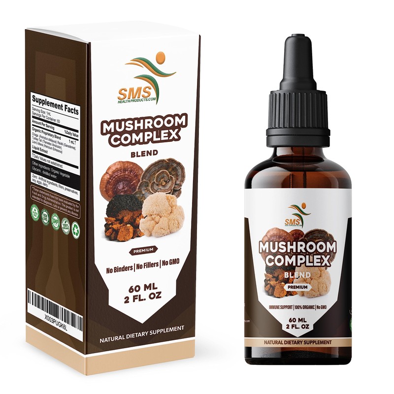 Mushroom Complex Liquid Drops, Lions Mane, Turkey Tail, Chaga, for