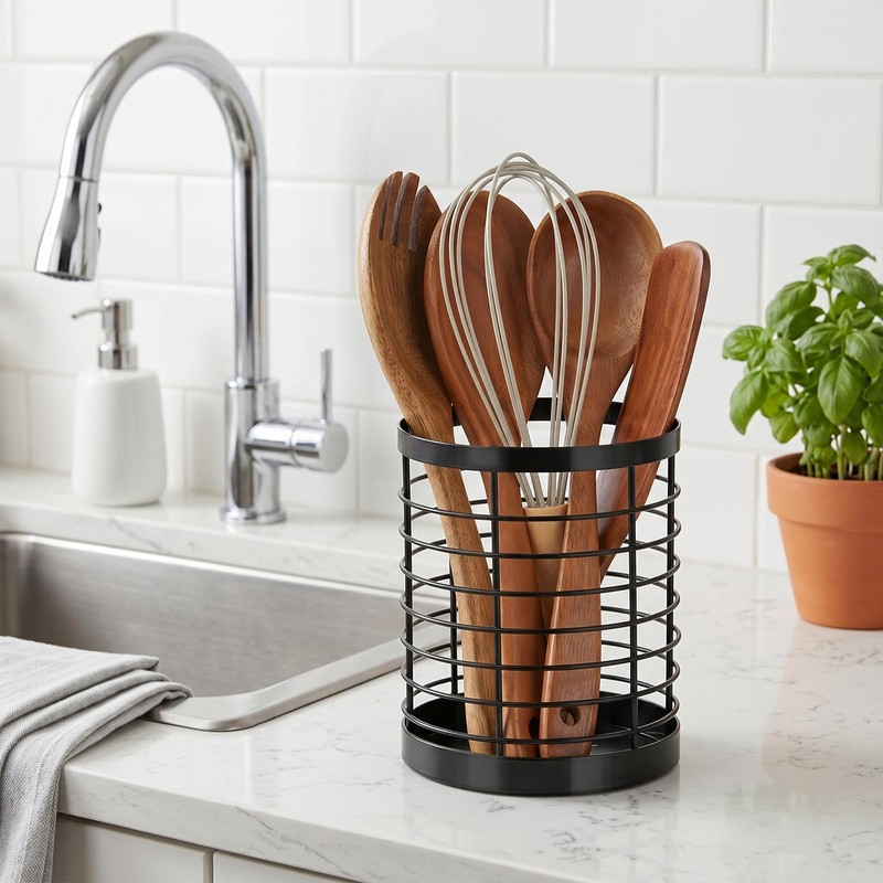 IWNTWY Utensil Holder for Kitchen Counter, Stainless Steel Utensil Crock