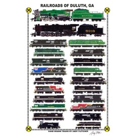 Railroads of Duluth, Georgia 11"x17" Railroad Poster by Andy Fletcher signed