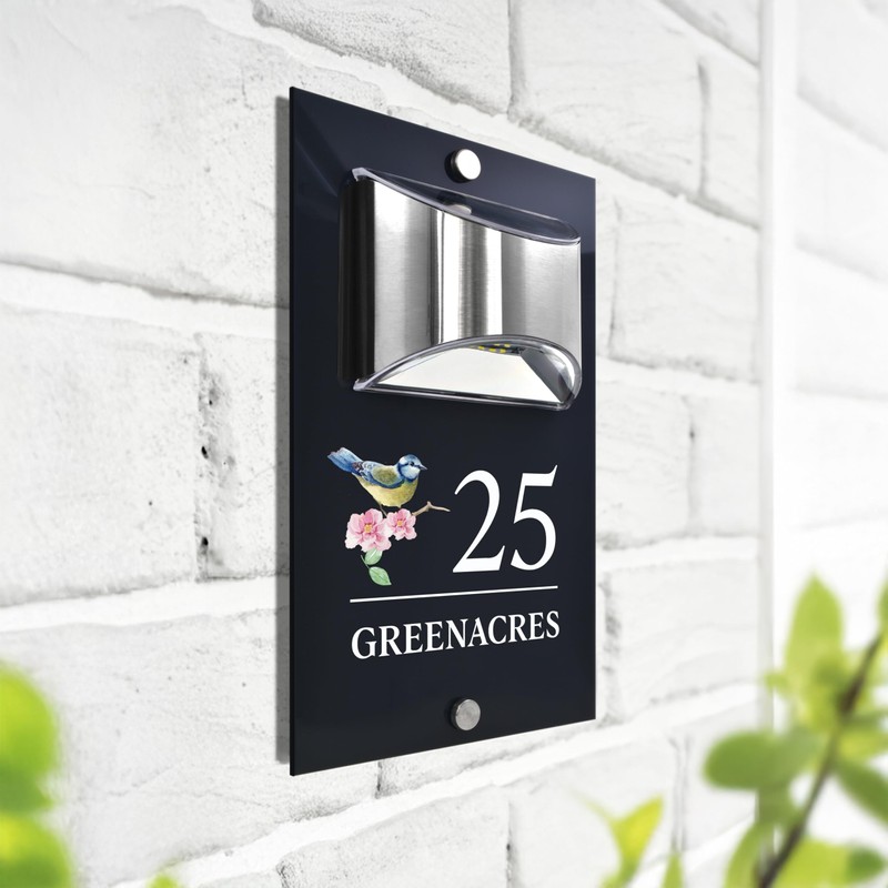 Custom Signs Solar Illuminated Modern Anthracite House Number Sign 24cm