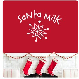 Santa Milk Wall Decal Sticker Merry Christmas Seasons Greetings Happy Holidays Santa Jesus Sign Color Choices Home Décor