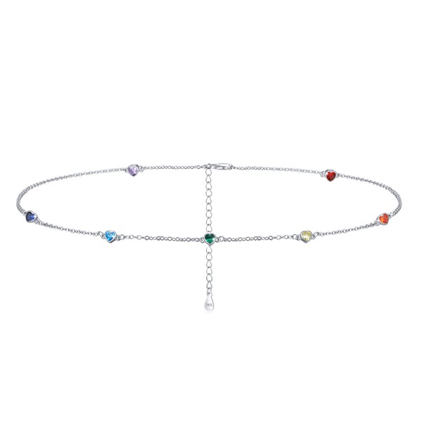 Chakra Choker Necklace Sterling Silver 7 Chakra Summer Beach Choker