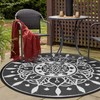 NUU GARDEN Round Outdoor Rug 5'x5' Outdoor Plastic Straw Rug,