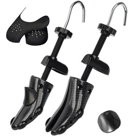 Msentuo Shoe Stretcher Shoe Trees,Adjustable Length & Width for Men and Women,4-Way Adjustable Shoe Expander Widener (Carbon fiber Striped Black+grey, L (for Men's Size Us 10-13.5))