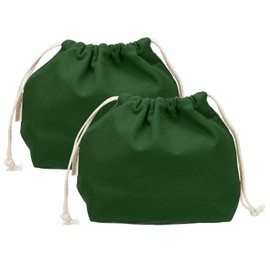 sourcing map 2 Pcs Drawstring Makeup Bag, 7.3" Canvas Cosmetic Bag Women's Make Up Bags Toiletry Organizer Pouch for Travel Toiletries Accessories, Dark Green