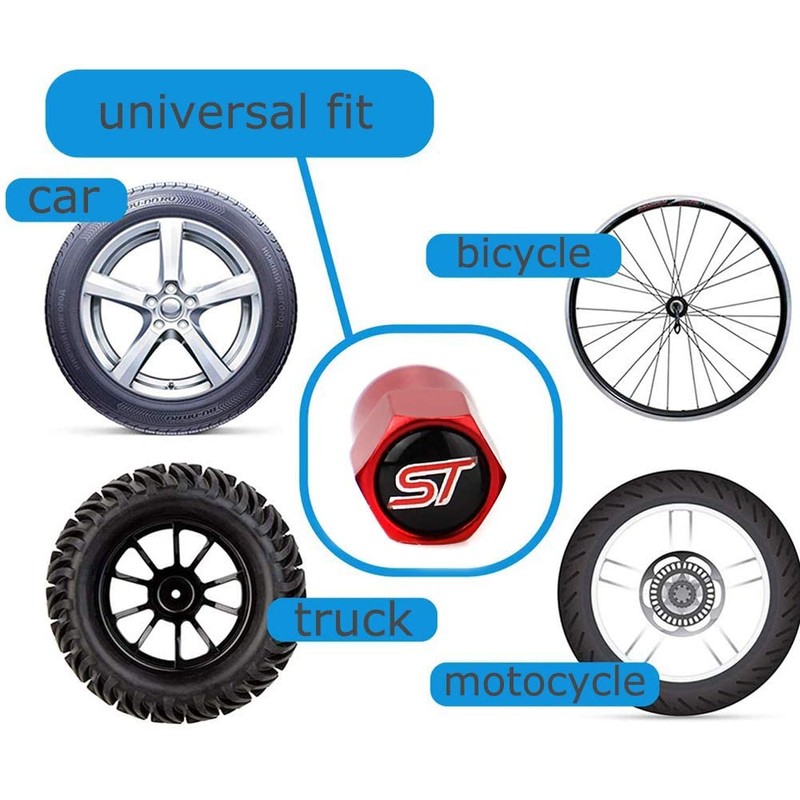 ST Tyre Valve Caps - Red - Pack of 4