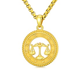 PARYFO Constellation Necklace 925 Sterling Silver Libra Zodiac Pendant Gold Plated Astrology Horoscope Pendant Jewellery Gifts for Men Women Unisex