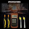 DANOPLUS Digital K Type Thermometer with 4 Thermocouples, Dual Channels