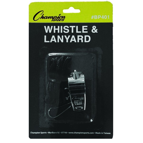 Champion Sports Metal Whistle with Lanyard - 12 Pack