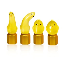 4 Pcs Tire Valve Stem Caps Glow in The Dark Cute Duck Chicks Funny Design, Universal Fit Valve Stem Caps for Cars, Trucks, Bikes & Motorcycles - Tire Protection & Air Seal Decoration (Yellow)