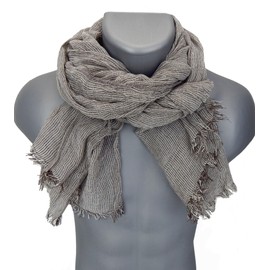 Ella Jonte Mens Striped Blue Red or Grey White Cotton Scarf, brown, Unit size