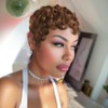 HOTKIS Short Curly Human Hair 30 Pixie Cut Wigs for