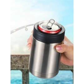 Beer Bottle and Can Cooler,Can Beer Bottle Insulators Holder,Vacuum Double Wall Stainless Steel Can Insulation and Cold Storage Tank with Bottle Opener(silver)