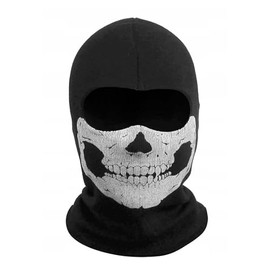 COD Ghost Mask Skull Balaclava MW2 Skeleton Costume Full Head Ski Snood Mask Knitted Windproof Warmer Headwear for Bike Skateboard Motorcycle Snowboard Outdoor Sport Black