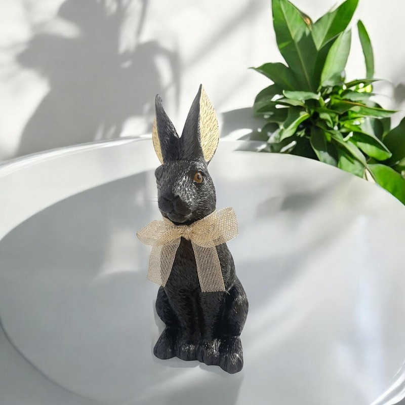 Macosa EX262058 Easter Bunny Black Gold Polyresin 28 cm Decorative