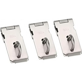TOP-VIGOR 3Pcs Door Padlock Hasp, 5 inch Stainless Steel Heavy Duty Shed Lock Hasp, Door Clasp Gate Security Lock Latch Hinge for Internal External Door Cupboard Cabinet