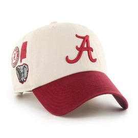 '47 Alabama Crimson Tide Mens Womens Local Clean Up Adjustable Strapback Bone White Hat with Team Color Logo