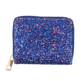 1 x Women's Glitter Purse with Zip Small Travel Ear Wallet Card Case Storage Bag Coin Bag Made of PU Leather Sequins Ear Plugs Women, Assorted colours 4, Fashionable