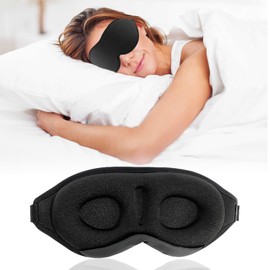 3D Schlafmaske für Herren und Frauen, Schlafbrille Herren Bequem, Licht Blockierendes Augenmaske, Mit Verstellbarem Gummiband mit Memory Foam, Schlafbrille für Reisen, Nickerchen, Schwarz