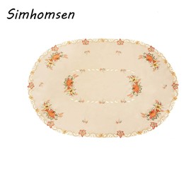 Simhomsen Embroidered Fall Autumn Harvest Pumpkins Tablecloth for Thanksgiving (Oval 57×84 inches)