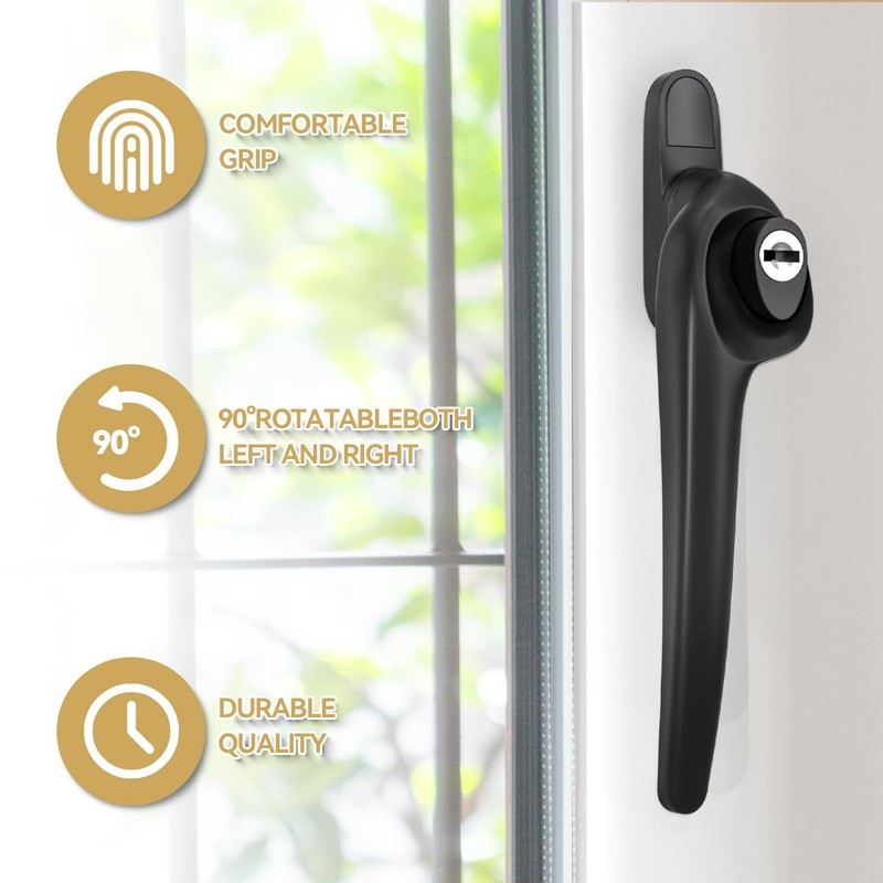 Bwintech 2 Pcs Offset Black UPVC Aluminium Window Handle,Left Hand,