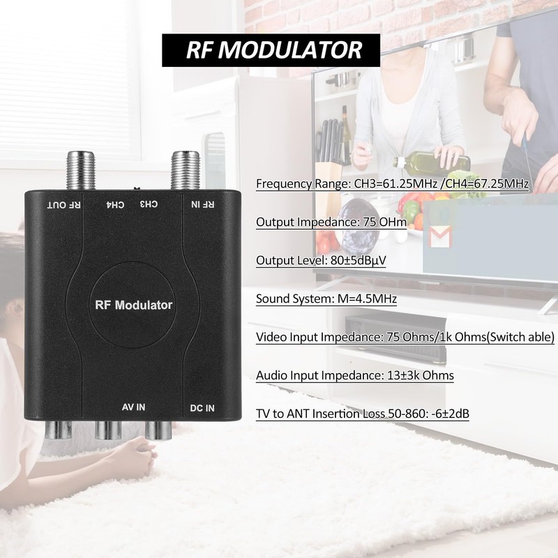ERYUE RF Modulator AV to RF Converter NTSC CH3/CH4 Channel