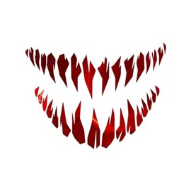 Monster Teeth Decal Vinyl Sticker Auto Car Truck Wall Laptop | Red Holographic | 5.5" x 4"