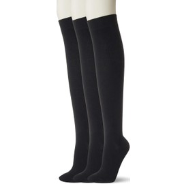 Okamoto JOSE 3-Pair Set, Cotton Blend, Plain Knee High, 20.5 inches (52 cm), Antibacterial and Odor Resistant, Women's, Black, Japan 23-25 (Equivalent to Japanese Size M-L), Black