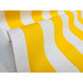 Sofia Stripe Teflon-Coated Outdoor & Indoor Canvas Fabric – Water Resistant, 43mm Stripes – 140cm Wide Material for Cushions, Deck Chairs, Tablecloths, Gazebos, Crafts (Yellow & White, 1 Metre)