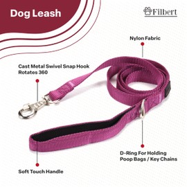 Filbert Nylon Dog Leash, Heavy Duty Dog Leash, Dog Leashes for Medium Dogs, Dog Leash for Small Dogs, 3/4 inch X 4.6ft Strong and Durable Dog Leash, Puppy Leash, Traction Rope, Orange Leash for Dog