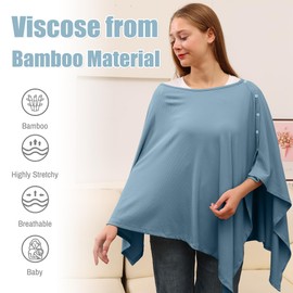 TENTIDE Nursing Cover for Breastfeeding - Viscose from Bamboo Ribbed, Full Coverage Privacy, Soft & Breathable Breastfeeding Cover up, Multi-Use Stroller Cover Shawl Stylish Poncho for Women