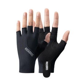 ROCKBROS Road-to-Sky Cycling Gloves Fingerless Breathable Reflective Training Gloves for Mountain Bikes Road Bikes Unisex Men Women Black XL