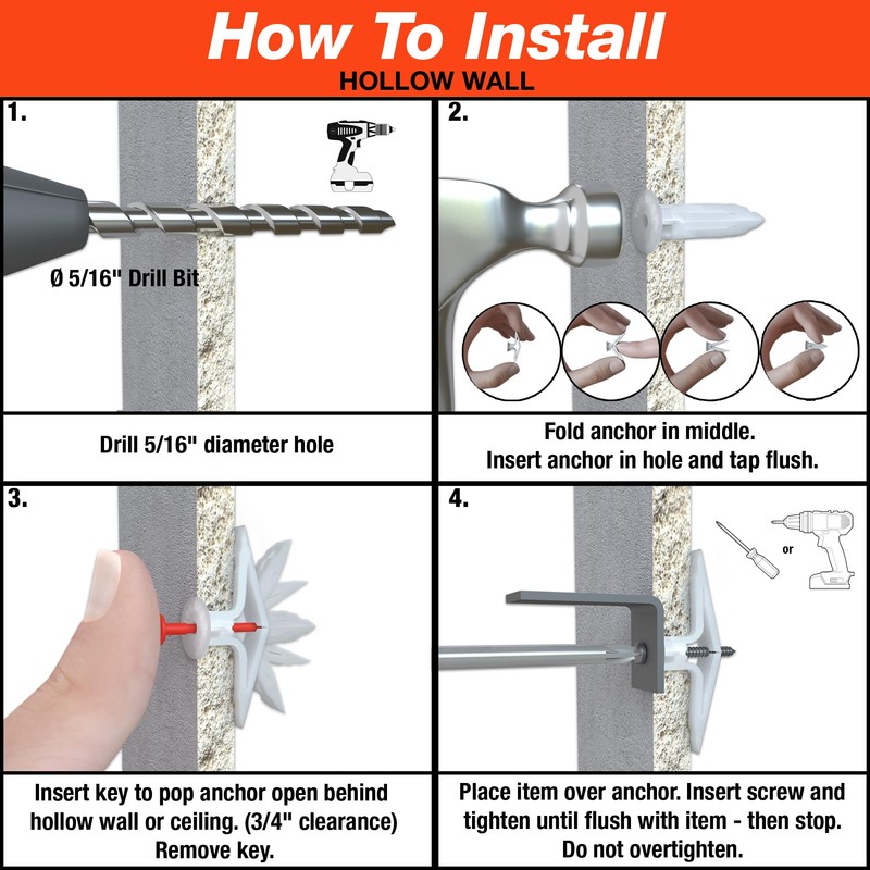 TOGGLER Toggle TC Commercial Drywall Anchor with Screws, Polypropylene, Made