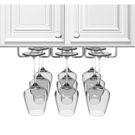 Sorbus Under Cabinet Wine Glass Rack and Stemware Holder – 3 Rows Holds up to 9 of Your Most Delicate Glassware