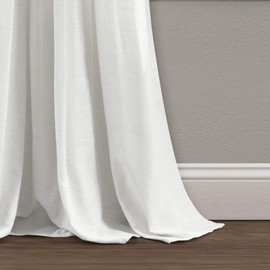 Lush Decor Linen Button Window Curtain Single Panel, 40"W x 84"L, Dark Gray & Off-White