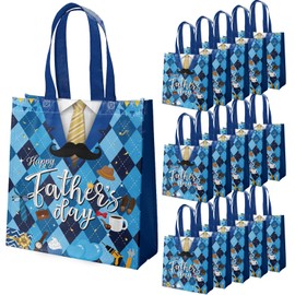 HABDJILTY 20Pcs Fathers Day Gift Bags Non-woven Gift Bags with Handle Happy Fathers Day Party Favor and Decorations