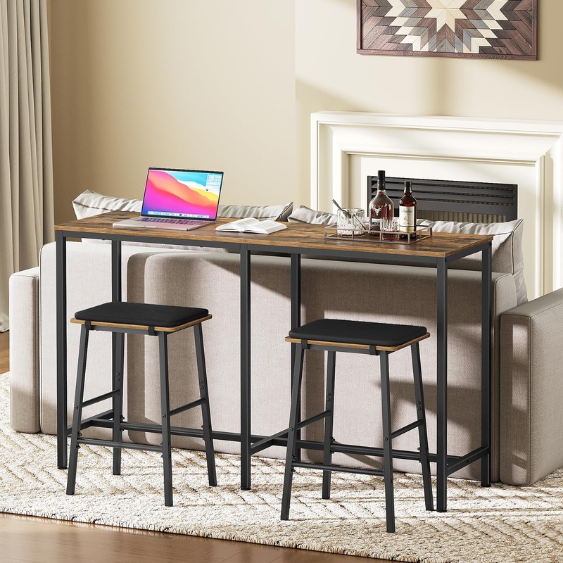 YATINEY YATINEY 55" Long Bar Table, Counter Bar Height Table,