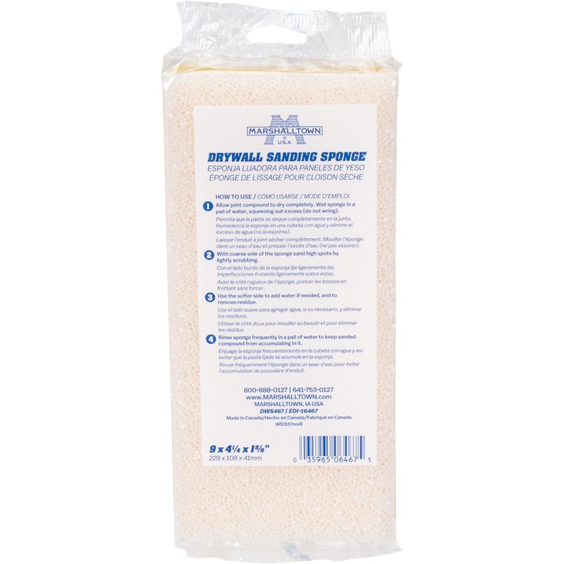 Marshalltown QLT Drywall Sanding Sponge, 9 1/2 x 4 Inch,