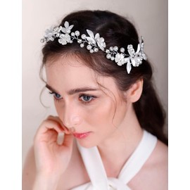 Chargances Diadema Nupcial Con Flores De Cristal Dorado, Hojas Y Pedrería, Estilo Enredadera Para El Cabello, Accesorios Para El Cabello De Novia, Niña De Las Flores, Para Bodas Y Graduaciones, Para M