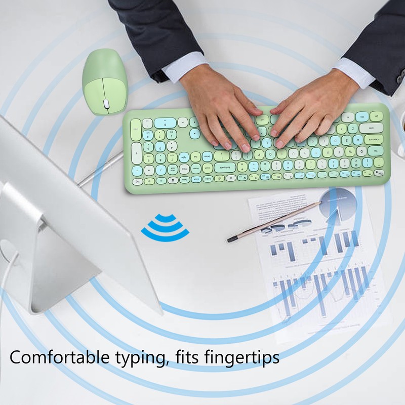 Keyboard Mouse Combo 2.4G Retro Multi Color Mute Cover Wireless