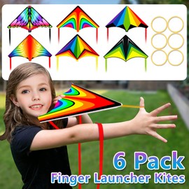 Ynybusi 6 Pcs Mini Kites-Flying Toys|Airplane Launcher Toys|Foam Glider Planes for Kids 4 5 6 7 8 9 10 12 Year Old Boys Girls Gifts, Easy to Fly & Launching Kites with Rubber Band (A)